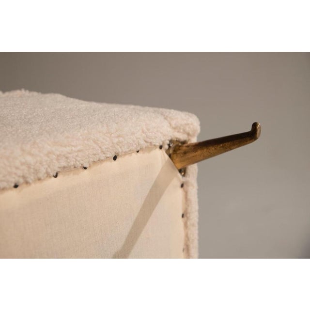 Armchairs in Ivory Fabric with Brass Feet, 1940s, Set of 2 For Sale - Image 6 of 18