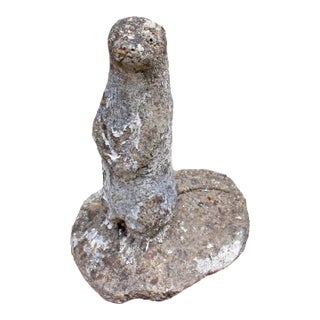 Mid-20th Century English Cast Stone Standing Otter Garden Ornament For Sale