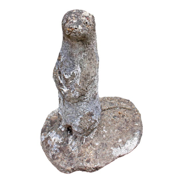 Mid-20th Century English Cast Stone Standing Otter Garden Ornament For Sale