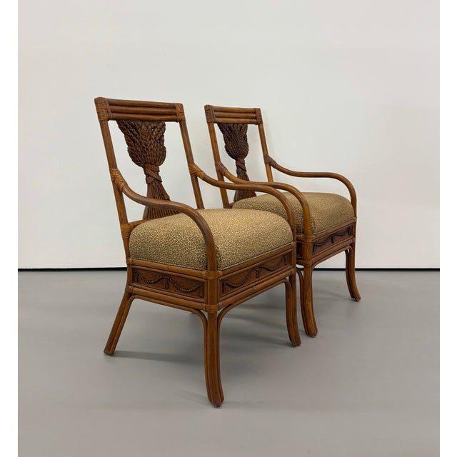 Mid 20th Century Vintage Rattan Wheat Back Bentwood Chairs For Sale - Image 5 of 7