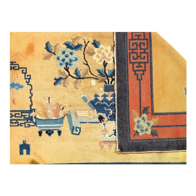 Art Deco 1930s Beige Color Hand Knotted Chinese Art Deco 3'11'' X 6'3'' For Sale - Image 3 of 10