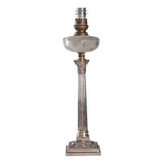 Corinthian Column Lamp in Sterling Silver from Hawksworth Eyre & Co. Sheffield For Sale