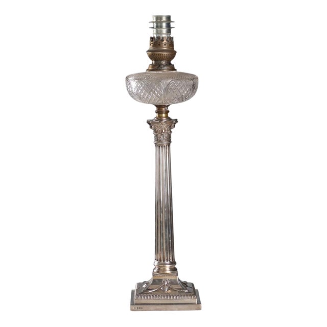 Corinthian Column Lamp in Sterling Silver from Hawksworth Eyre & Co. Sheffield For Sale