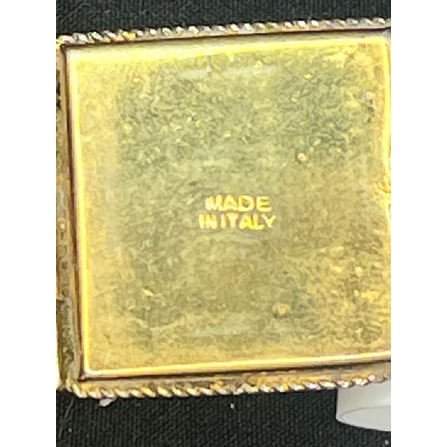 Vintage Italian Gilt Brass Square Micro Mosaic Pill Box - Floral Motifs For Sale - Image 10 of 10
