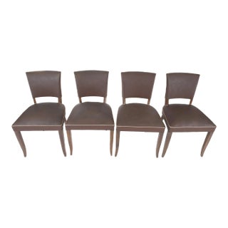 1950s Vintage French Brown Dining Chairs - Set of 4 For Sale