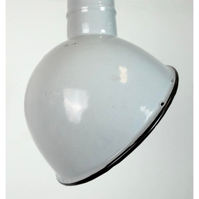 1960s Industrial Grey Enamel Factory Pendant Lamp, 1960s For Sale - Image 5 of 16