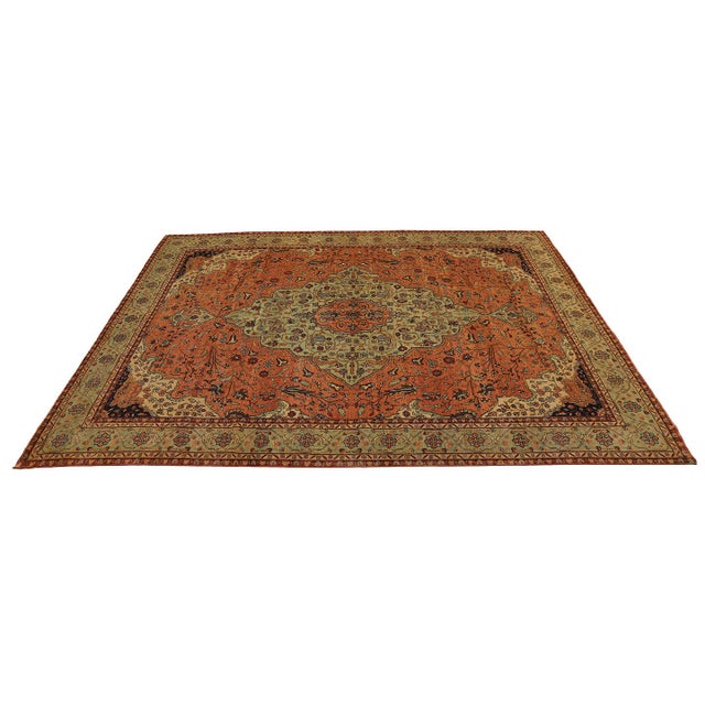 Contemporary 9'x12' Hand-Knotted Persian Ferahan Rug – Terracotta & Ivory For Sale - Image 3 of 11