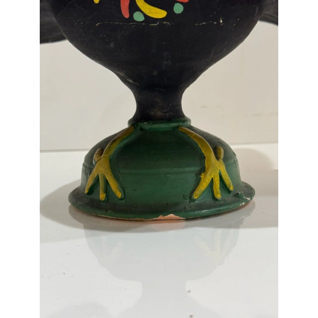 Red Vintage Portuguese Hand-Painted Ceramic Rooster of Barcelos Folk Art Sculpture – 14.5” Tall For Sale - Image 8 of 11