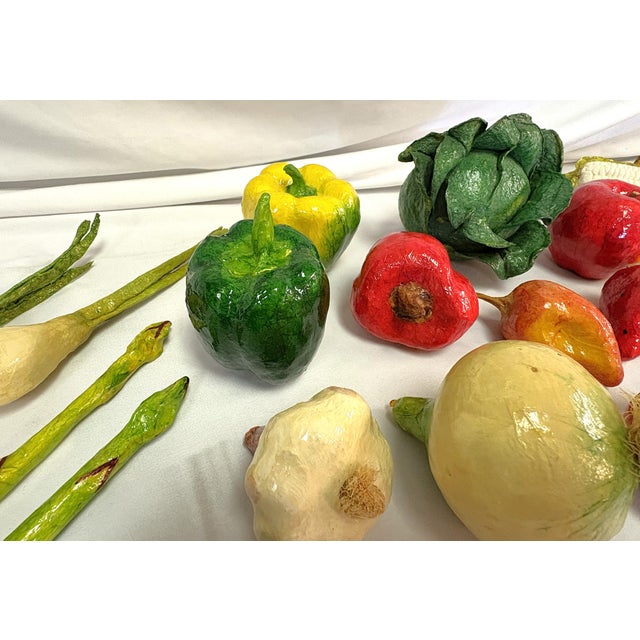 Vintage Realistic Hand Crafted Papier Mâché Fruits and Vegetables- Set of 25 For Sale - Image 17 of 18
