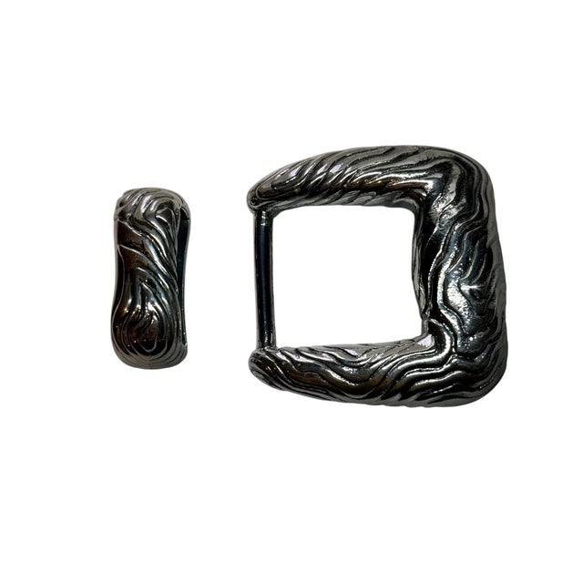 Silver 1990s Tiffany & Co Ladies Wood Grain Fashion Belt Buckle Sterling Silver Estate For Sale - Image 8 of 11