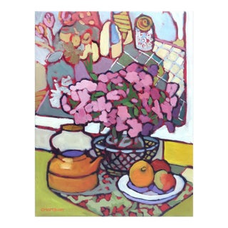 A Serendipitous Collection, Floral Still Life With Copper Kettle For Sale