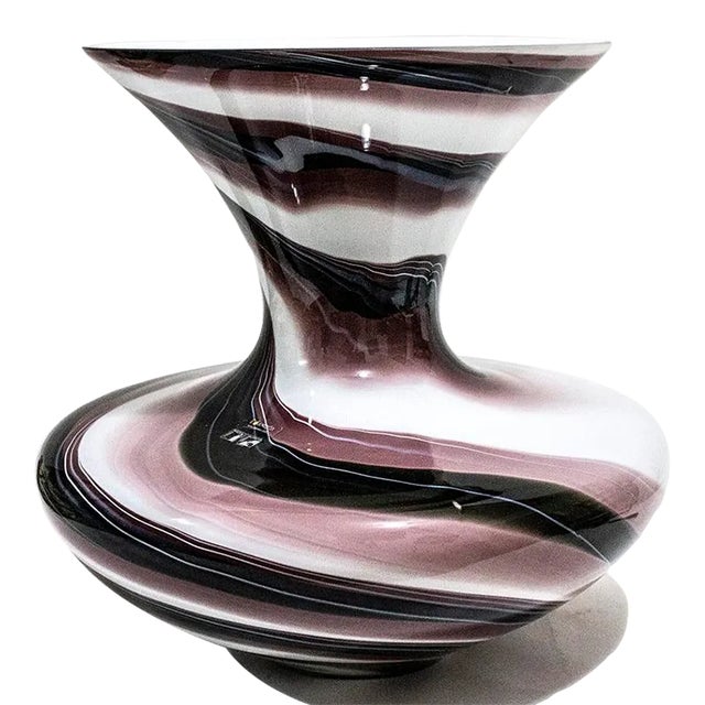Makora Purple Swirl Blown Glass Vase - Made in Poland For Sale