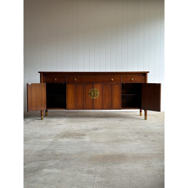 Brown Mid-Century Modern Heritage Collection Walnut and Brass Sideboard For Sale - Image 8 of 17