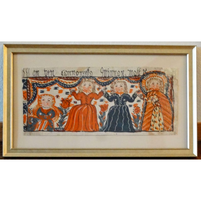 Early 19th Century Early 19th-Century Swedish Figural Bonad Folk Art Painting Hand Painted For Sale - Image 5 of 8