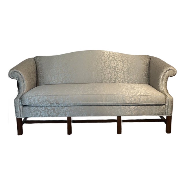 1980s Custom Chippendale Camelback Mahogany Sofa For Sale