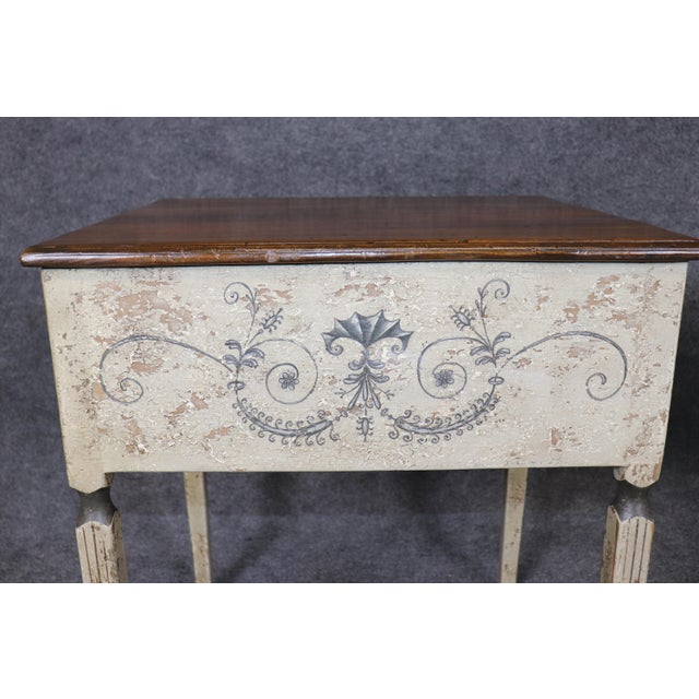 Pair 1970's Distressed Painted Venetian Style End Tables For Sale - Image 11 of 14