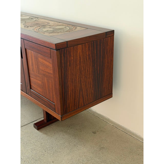 Brown Rosewood Credenza With Ceramic Tile Top, Poul H. Poulsen for Gangsø Møbler, Denmark, C. 1970s For Sale - Image 8 of 12