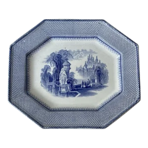 Antique Blue and White Transferware Ceramic Platter
