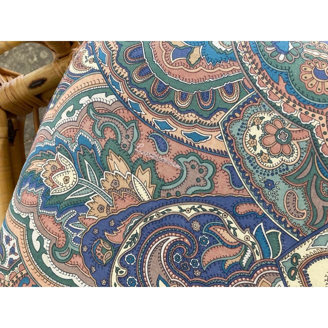 Vintage Philippine Rattan Bench Stools With Cushions, a Pair For Sale - Image 10 of 11