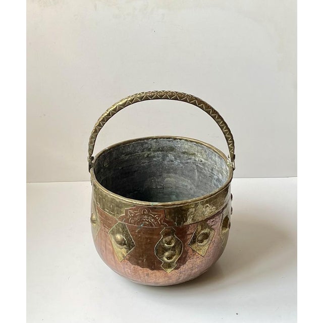 Large Vintage Moroccan Moorish Copper and Brass Planter, 1960s For Sale - Image 6 of 9