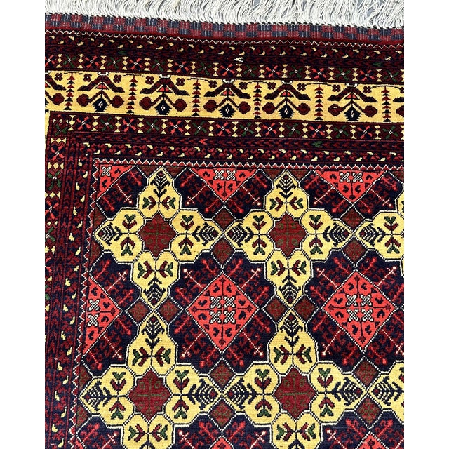 Afghan Aqcha Turkmen Hand-Knotted Wool Rug, 9'10" X 6'6" For Sale - Image 10 of 12