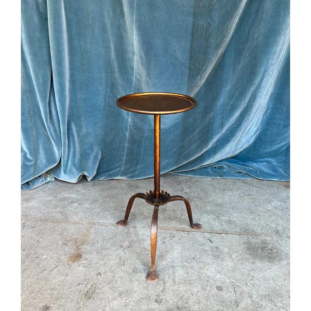 Spanish Spanish Gilt Iron Drinks Table With Ruffled Bobeche For Sale - Image 3 of 8
