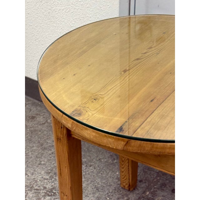 Custom Design Pine + Glass Side Table For Sale - Image 9 of 12