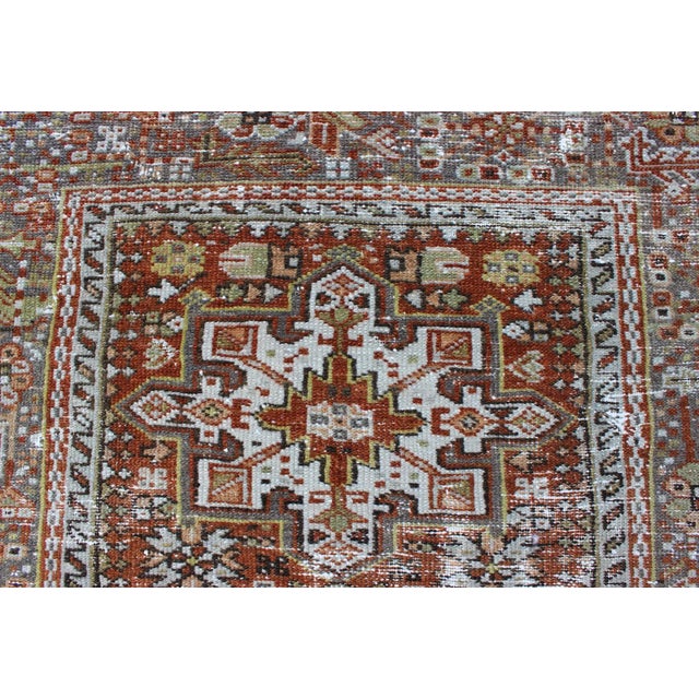 Brick Red Antique Persian Karajeh Rug With Geometric Medallions and Rust Red Field 2′11″ × 4′5″ For Sale - Image 8 of 11