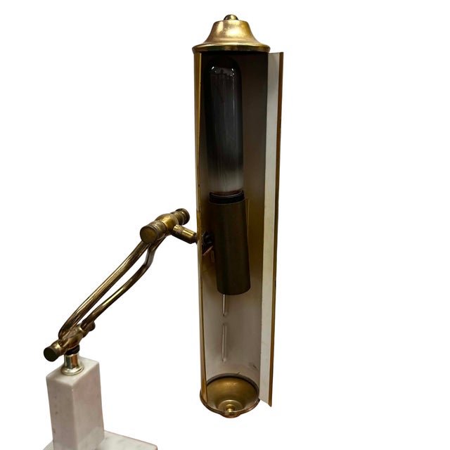Metal Vintage Brass Piano Lamp With Marble Base For Sale - Image 7 of 8
