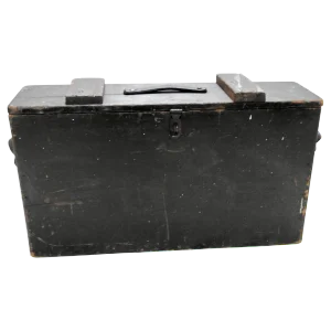 Primitive Wooden Tool Box With Leather Details