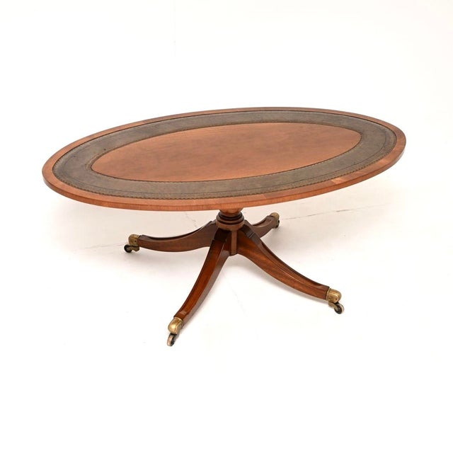 Antique Regency Leather Top Coffee Table, 1950 For Sale - Image 10 of 10