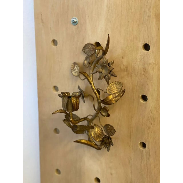Vintage Decorative Candle Holder Sconce With Floral Design. For Sale In Seattle - Image 6 of 7