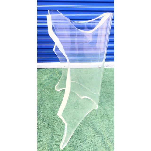Mid-Century Modern Vintage Large Wavy Cut Charles Hollis Jones Style Mid Century Modern Iceberg Massive Lucite Dining Table Bases- a Pair For Sale - Image 3 of 10