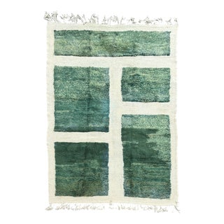 Vintage Green Beni Mrirt Grid Pattern Rug, 2010s For Sale