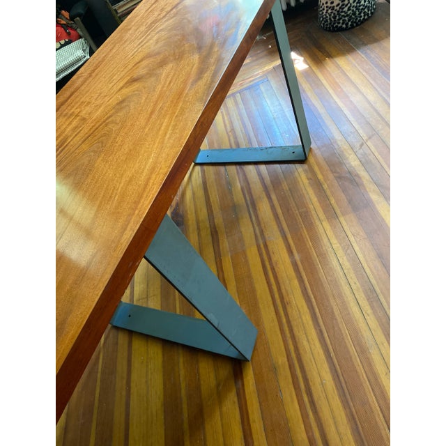 Mid Century Solid Sapele Mahagony Slab Dining Table For Sale - Image 10 of 12
