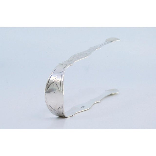 Silver Sugar Tongs with Engraving on Both Sides For Sale - Image 3 of 8
