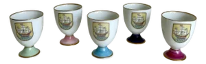 Set of 5 Vintage Fukagawa Porcelain Arita Pedestal Cups – Wine, Sake or Egg Cups