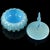 Mid 20th Century Vintage Murano Barbini 1950s Sky Blue Gold Flecks Controlled Bubbles Italian Art Glass Vanity Powder Box For Sale - Image 5 of 8