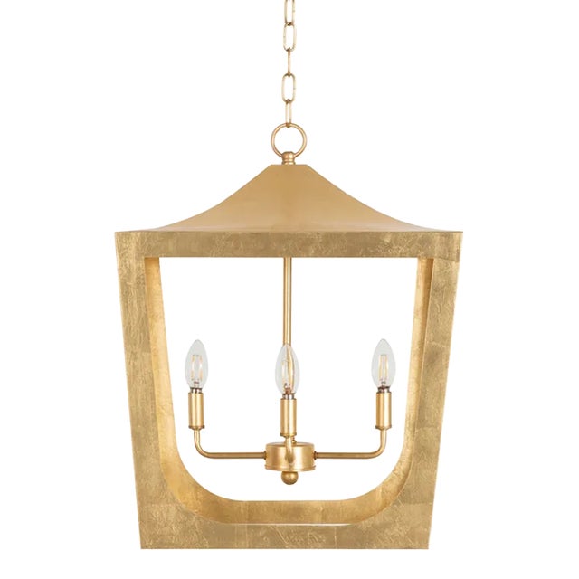 Matthew Izzo Home - Wimble Hand Gilded Gold Leaf & Brass Lantern Pendant For Sale