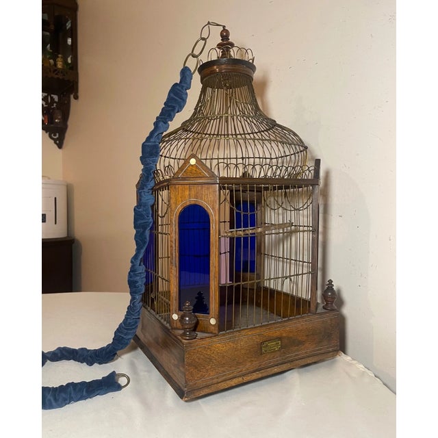 Antique 1800's Handmade Westley Richards Gunsmith Wood Stained Glass Birdcage For Sale - Image 12 of 17