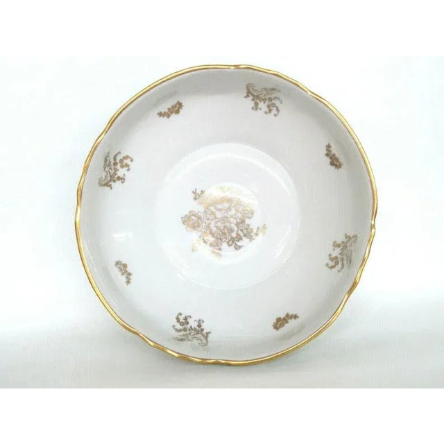 Porcelaine de France Hand Painted Whitend Gold Centerpiece Bowl Dish For Sale - Image 10 of 11