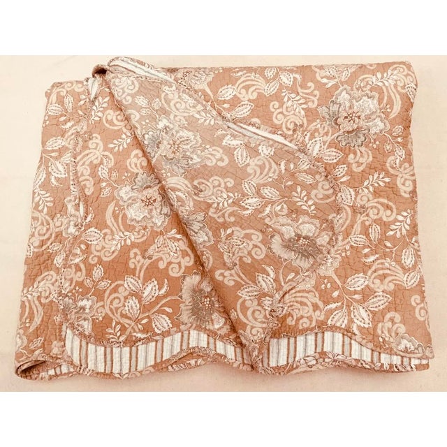 Vintage French Toile & Ticking Stripe Cotton Quilt, Queen Size For Sale - Image 10 of 18