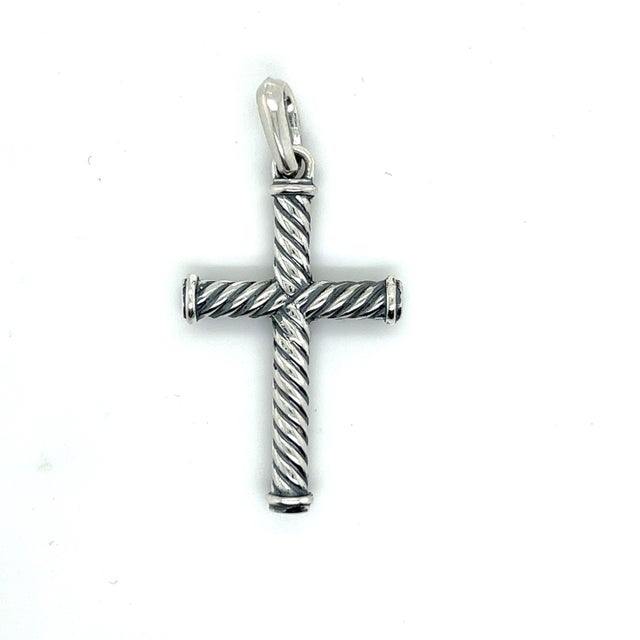 1990s 1990s David Yurman Estate Unisex Cable Cross Silver For Sale - Image 5 of 7