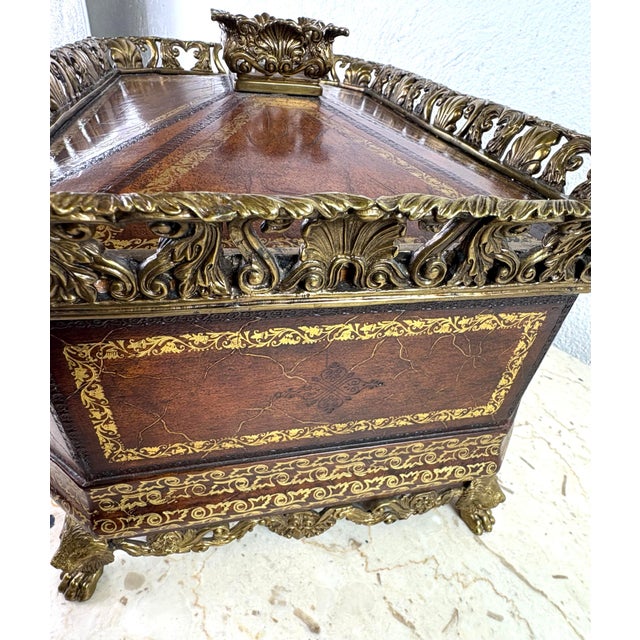 Handsome Tooled Leather Chest by Maitland Smith For Sale - Image 11 of 12