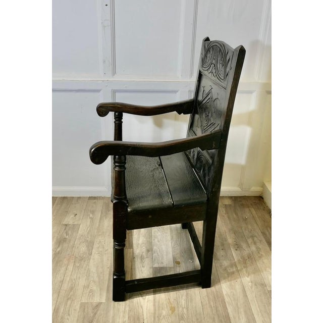 Antique Oak Wainscot Chair, 1700s For Sale - Image 3 of 9