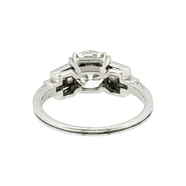 Art Deco Art Deco Platinum 2.03 Carat Natural Diamond With Straight Baguette Accents For Sale - Image 3 of 5
