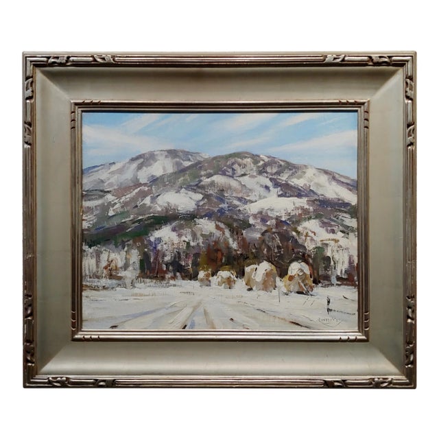 Jay Hall Connaway -1930s Snow in Vermont Haystack Mountain-Oil Painting For Sale