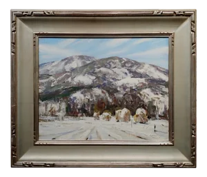 Jay Hall Connaway -1930s Snow in Vermont Haystack Mountain-Oil Painting