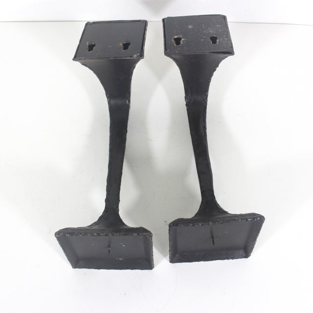 Mid Century Modern Black Brutalist Textured Hammered Patina Texture Wall Sconce Candle Holders- a Pair For Sale - Image 10 of 11