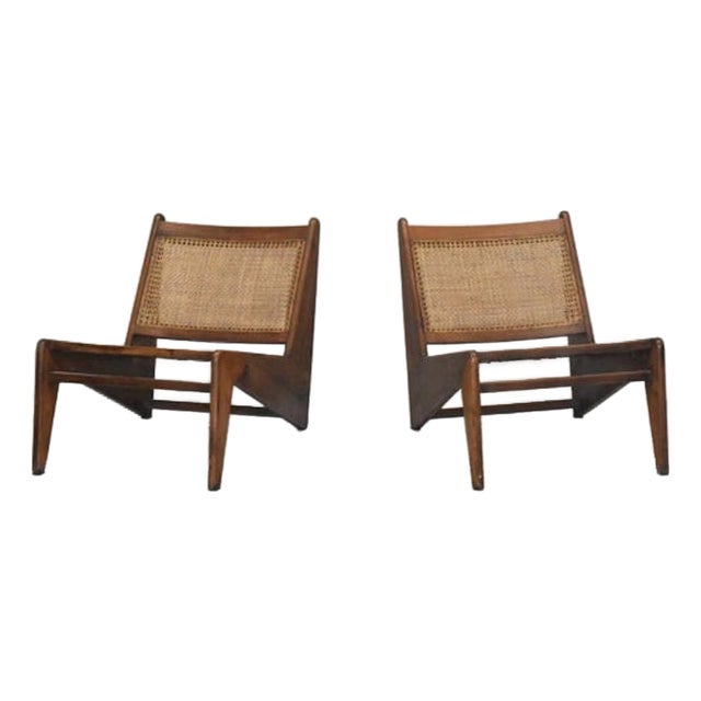 Kangaroo Chair Armchairs by Pierre Jeanneret, 1950s, Set of 2 For Sale
